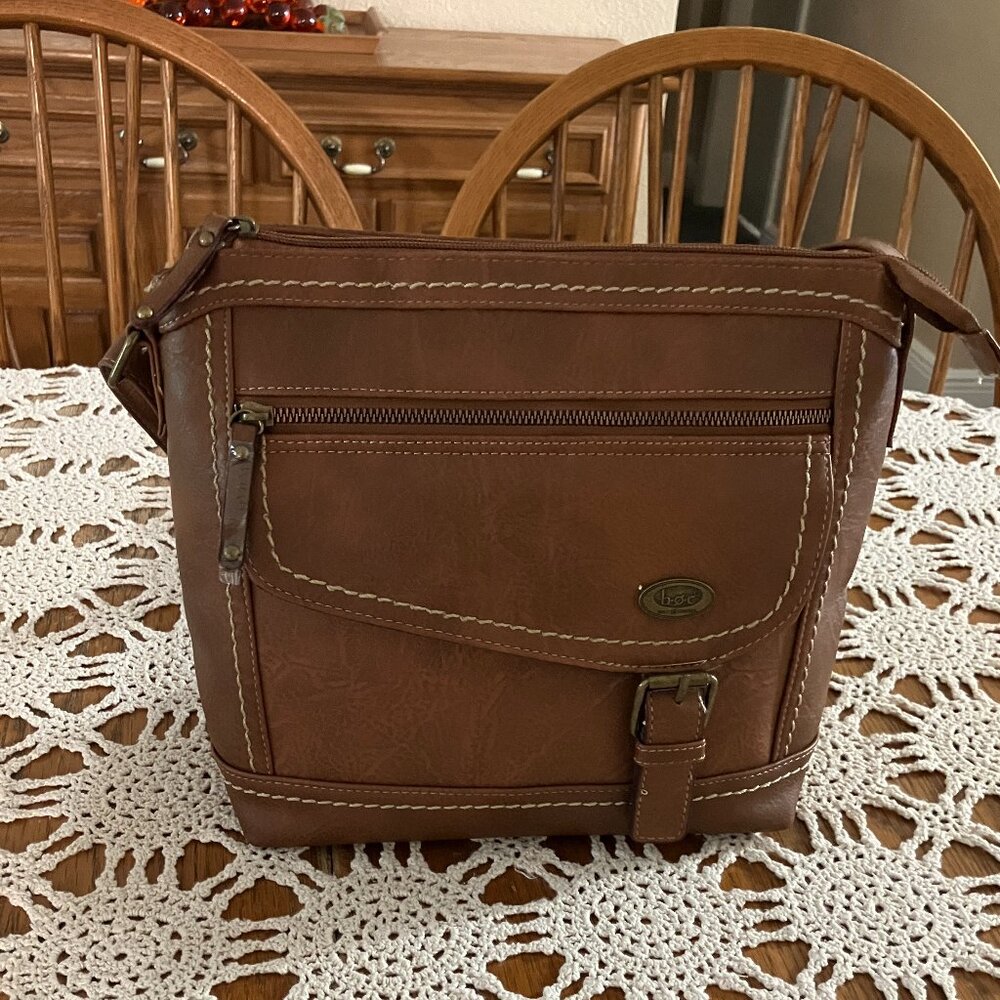 Women’s B.O.C. Born Concepts Brown Vinyl Shoulder Bag Cross-Body Purse